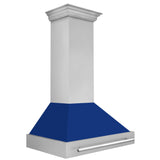 ZLINE 36" Stainless Steel Range Hood with Blue Gloss Shell and Stainless Steel Handle (8654STX-BG-36)