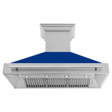 ZLINE 48" Fingerprint Resistant Stainless Steel Range Hood with Blue Gloss Shell (8654SNX-BG48)