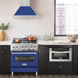 ZLINE 30" Stainless Steel Range Hood with Blue Matte Shell and Stainless Steel Handle (8654STX-BM-30)