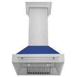 ZLINE 30" Stainless Steel Range Hood with Blue Matte Shell and Stainless Steel Handle (8654STX-BM-30)