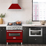 ZLINE 30" Stainless Steel Range Hood with Red Gloss Shell and Stainless Steel Handle (8654STX-RG-30)