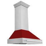 ZLINE 36" Stainless Steel Range Hood with Red Gloss Shell and Stainless Steel Handle (8654STX-RG-36)