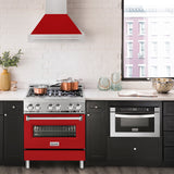 ZLINE 30" Stainless Steel Range Hood with Red Matte Shell and Stainless Steel Handle (8654STX-RM-30)