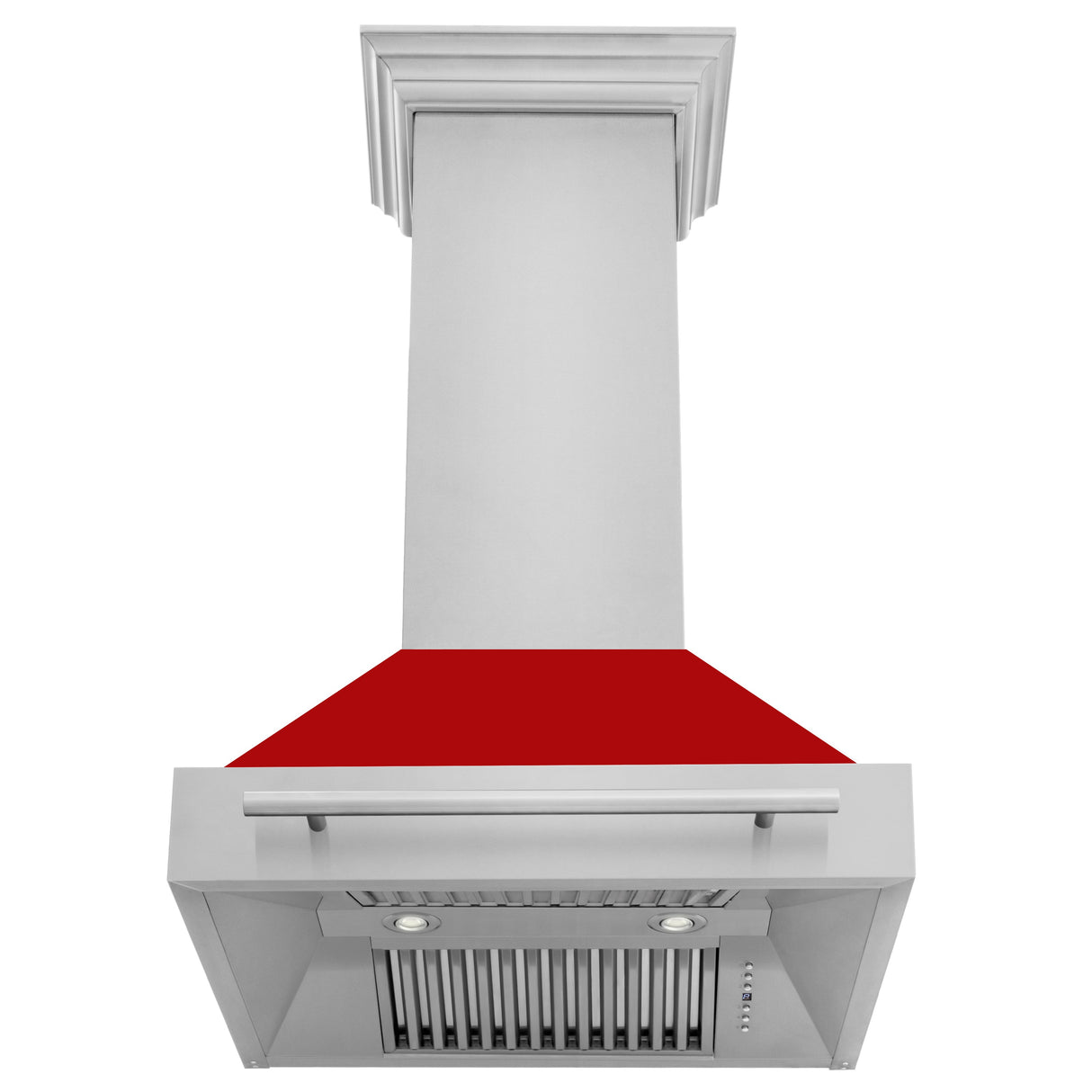 ZLINE 30" Stainless Steel Range Hood with Red Matte Shell and Stainless Steel Handle (8654STX-RM-30)