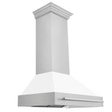 ZLINE 36" Stainless Steel Range Hood with White Matte Shell and Stainless Steel Handle (8654STX-WM-36)