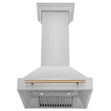 ZLINE Autograph Edition 30 in. Kitchen Package with Stainless Steel Dual Fuel Range, Range Hood, Dishwasher, and Refrigerator with External Water Dispenser with Champagne Bronze Accents (4AKPR-RARHDWM30-CB)