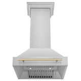 ZLINE Autograph Edition 30" Stainless Steel Range Hood with Stainless Steel Shell and Polished Gold Handle (8654STZ-30-G)