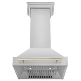 ZLINE Autograph Edition 30 in. Kitchen Package with Stainless Steel Dual Fuel Range, Range Hood, Dishwasher, and Refrigerator with External Water Dispenser with Polished Gold Accents (4AKPR-RARHDWM30-G)