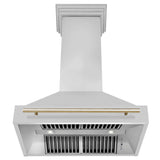 ZLINE Autograph Edition 36" Stainless Steel Range Hood with Stainless Steel Shell and Polished Gold Handle (8654STZ-36-G)