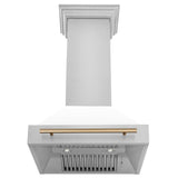 ZLINE Autograph Edition 30" Stainless Steel Range Hood with White Matte Shell and Champagne Bronze Handle (8654STZ-WM30-CB)