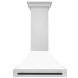 ZLINE Autograph Edition 36" Stainless Steel Range Hood with White Matte Shell and Matte Black Handle (8654STZ-WM36-MB)