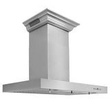 36" ZLINE CrownSound™Ducted Vent Wall Mount Range Hood in Stainless Steel with Built-in Bluetooth Speakers (KECRN-BT-36)