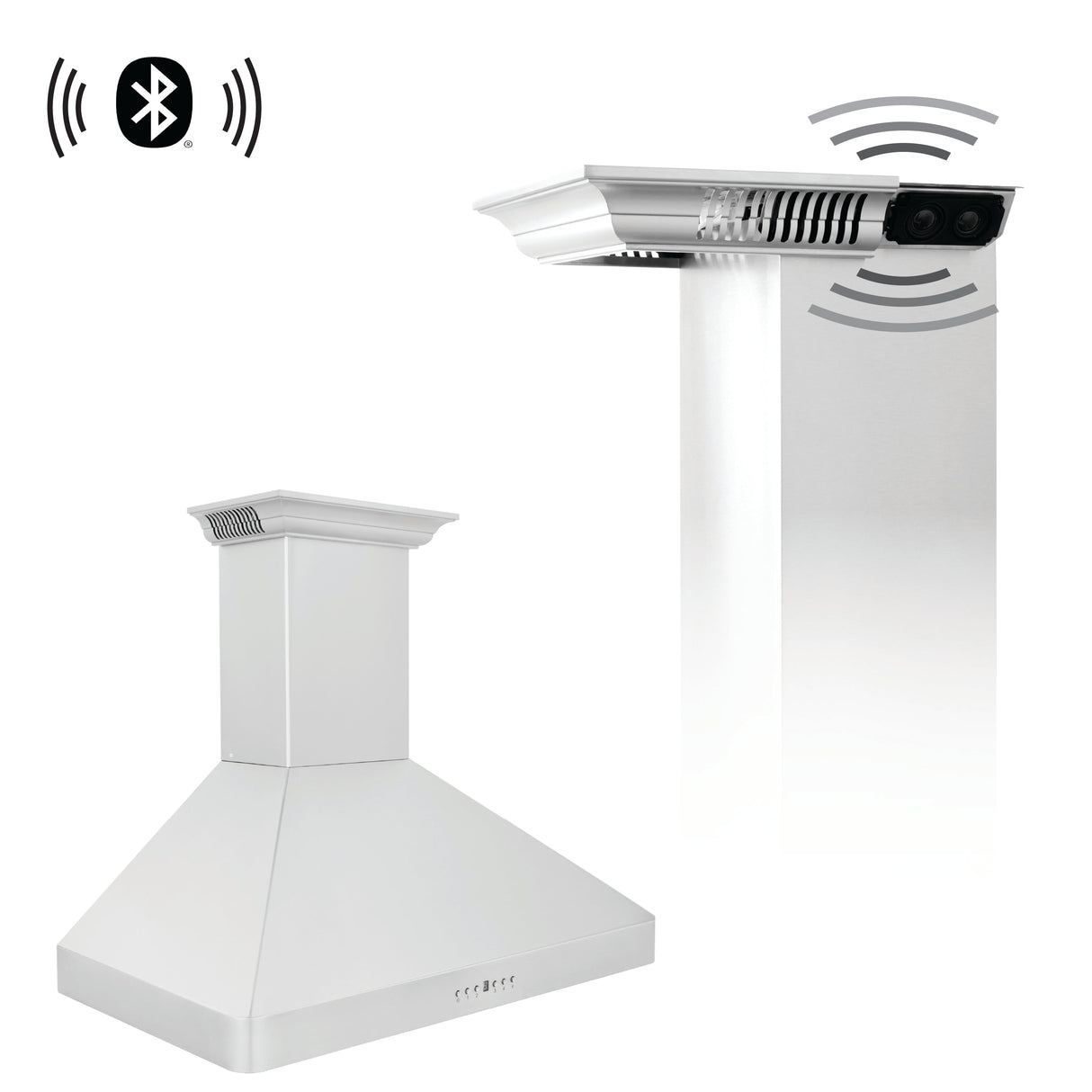 30" ZLINE CrownSound™Ducted Vent Wall Mount Range Hood in Stainless Steel with Built-in Bluetooth Speakers (KF2CRN-BT-30)