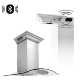 36" ZLINE CrownSound™Ducted Vent Wall Mount Range Hood in Stainless Steel with Built-in Bluetooth Speakers (KZCRN-BT-36)