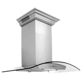 36" ZLINE CrownSound™Ducted Vent Wall Mount Range Hood in Stainless Steel with Built-in Bluetooth Speakers (KZCRN-BT-36)