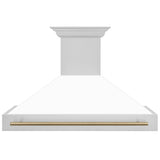 ZLINE Autograph Edition 48" Stainless Steel Range Hood with White Matte Shell and Champagne Bronze Handle (8654STZ-WM48-CB)