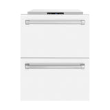 ZLINE 24 in. Touchstone 168 Can Outdoor-Rated Dual Refrigerator Drawer with White Matte Doors (RDSO-WM-24)