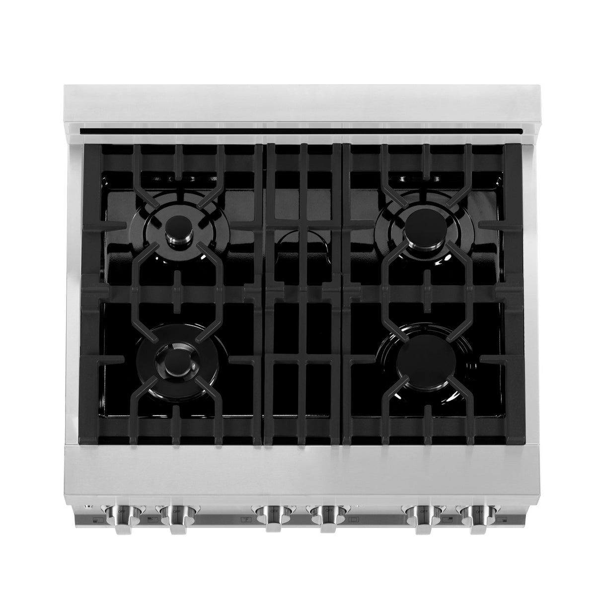 ZLINE 30 in. 4.0 cu. ft. Legacy Dual Fuel Range with 4 Burner Gas Cooktop and Electric Convection Oven in Stainless Steel with Griddle and White Matte Door (RA-WM-GR-30)