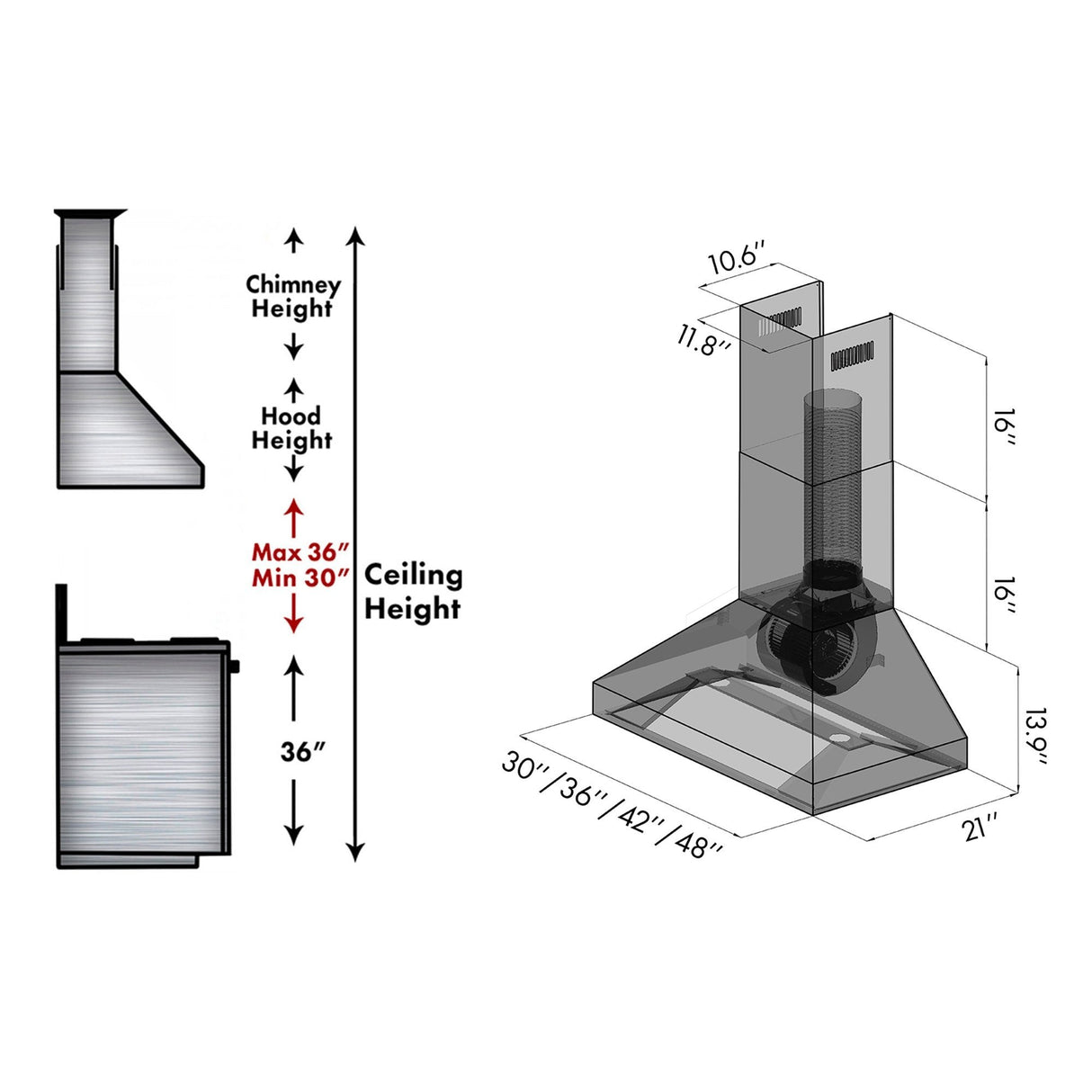 ZLINE 30 in. Designer Series Wall Mount Range Hood (8597B-30)