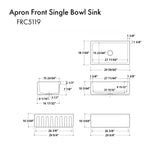 ZLINE 30 in. Venice Farmhouse Apron Front Reversible Single Bowl Fireclay Kitchen Sink with Bottom Grid (FRC5119)