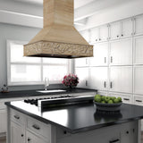 ZLINE 36 in. Ducted Wooden Island Mount Range Hood in Unfinished Wooden (9373UF-36)