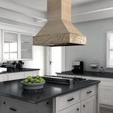 ZLINE 36 in. Ducted Wooden Island Mount Range Hood in Unfinished Wooden (9373UF-36)