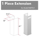 ZLINE 61 in. Satin Stainless Steel Chimney Extension for Ceilings up to 12.5 ft. (8687S-E)