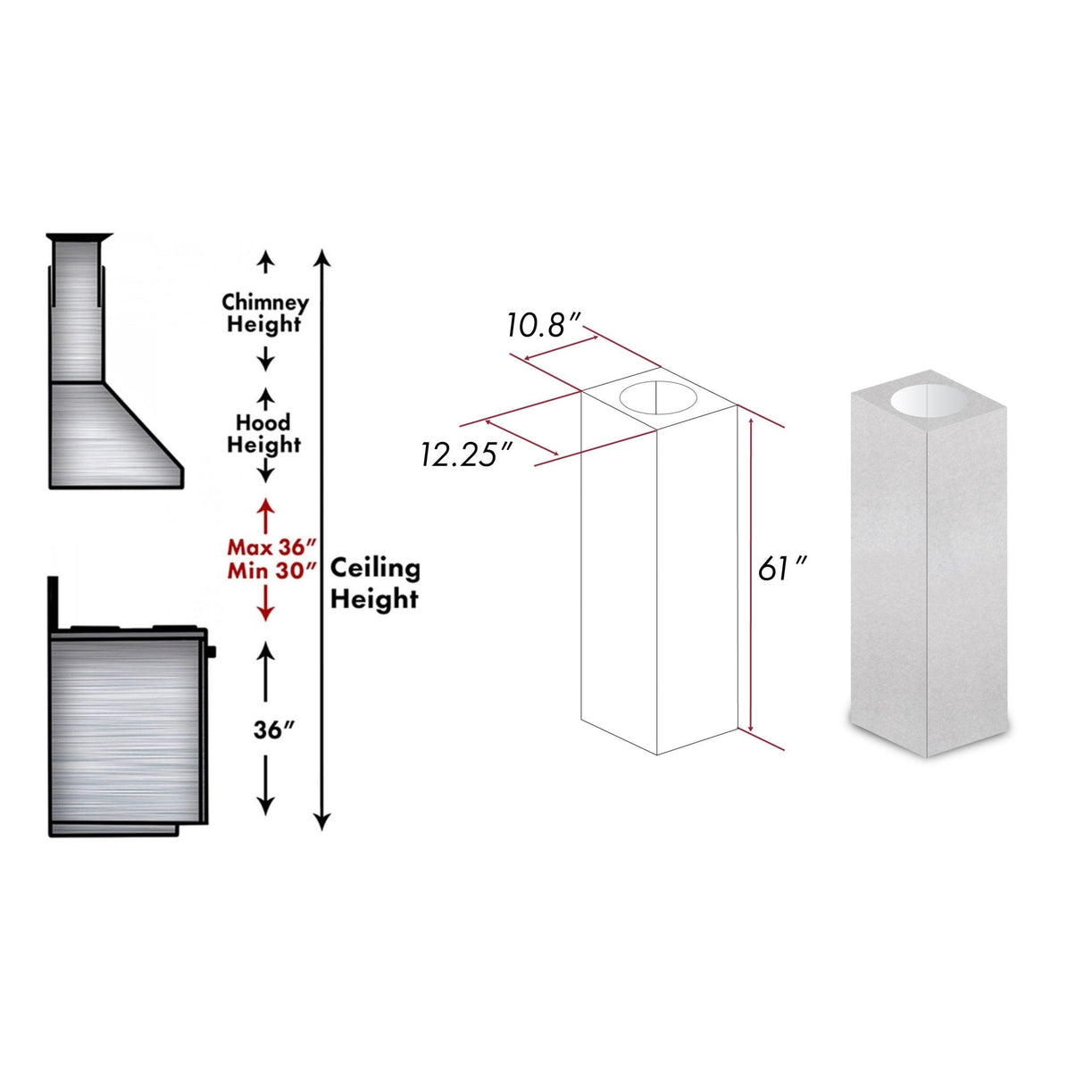 ZLINE 61 in. Satin Stainless Steel Chimney Extension for Ceilings up to 12.5 ft. (8GL14iS-E)