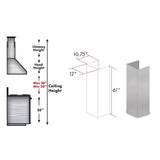 ZLINE 61 in. Satin Stainless Steel Chimney Extension for Ceilings up to 12.5 ft. (8KL3iS-E)