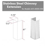 ZLINE 61 in. Satin Stainless Steel Extended Chimney and Crown (655-4SSSS-36-304-E)