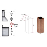 ZLINE 61 in. Hand Hammered Copper Finished Chimney Extension for Ceilings up to 12.5 ft. (8GL2Hi-E)