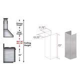 ZLINE 72 in. Satin Stainless Steel Extended Chimney and Crown (8654-E)