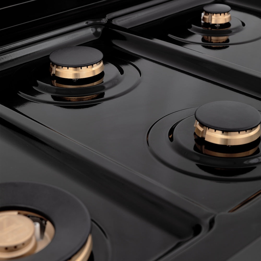 ZLINE 36 in. Legacy Gas Rangetop with 6 Brass Burners and Porcelain Cooktop in Black Stainless Steel (RTB-BR-36)