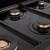ZLINE 36 in. Legacy Gas Rangetop with 6 Brass Burners and Porcelain Cooktop in Black Stainless Steel (RTB-BR-36)