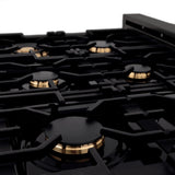 ZLINE 36 in. Legacy Gas Rangetop with 6 Brass Burners and Porcelain Cooktop in Black Stainless Steel (RTB-BR-36)