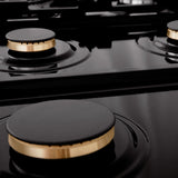 ZLINE 36 in. Legacy Gas Rangetop with 6 Brass Burners and Porcelain Cooktop in Black Stainless Steel (RTB-BR-36)