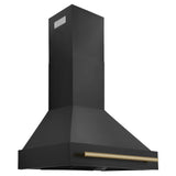 ZLINE 30" Black Stainless Steel Range Hood with Champagne Bronze Handle (BS655Z-30-CB)