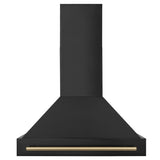 ZLINE 36" Black Stainless Steel Range Hood with Champagne Bronze Handle (BS655Z-36-CB)