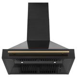 ZLINE 36" Black Stainless Steel Range Hood with Champagne Bronze Handle (BS655Z-36-CB)