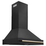 ZLINE 36" Black Stainless Steel Range Hood with Polished Gold Handle (BS655Z-36-G)