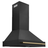 ZLINE 36" Black Stainless Steel Range Hood with Champagne Bronze Handle (BS655Z-36-CB)