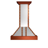 ZLINE 36 in. Designer Series Satin Stainless Steel Island Mount Range Hood with Copper Trim (655i-SCCCS-36)