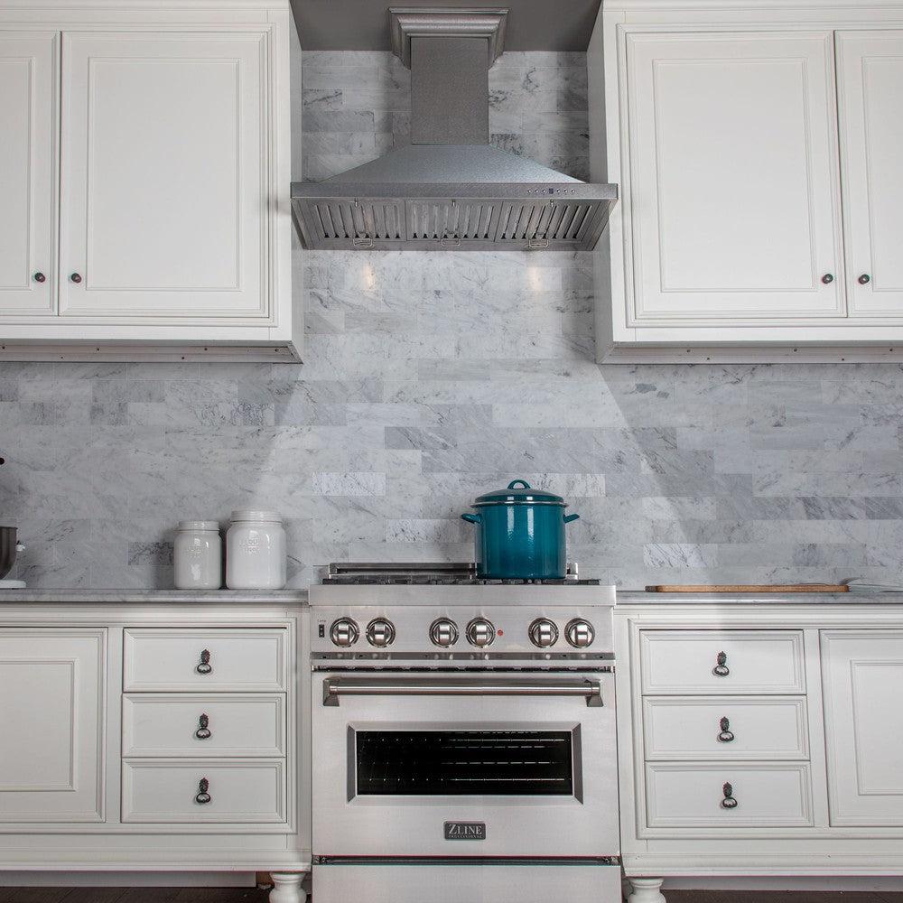 ZLINE 30 in. Designer Series Satin Stainless Steel Convertible Vent Wall Mount Range Hood (8KBS-30)