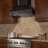 ZLINE 36 in. Shiplap Wooden Wall Mount Range Hood in Rustic Dark Finish - Includes Motor (349DD-36)