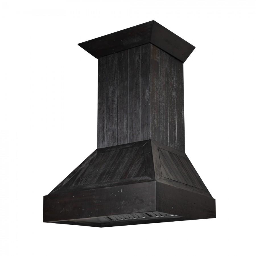 ZLINE 36 in. Shiplap Wooden Wall Mount Range Hood in Rustic Dark Finish - Includes Motor (349DD-36)