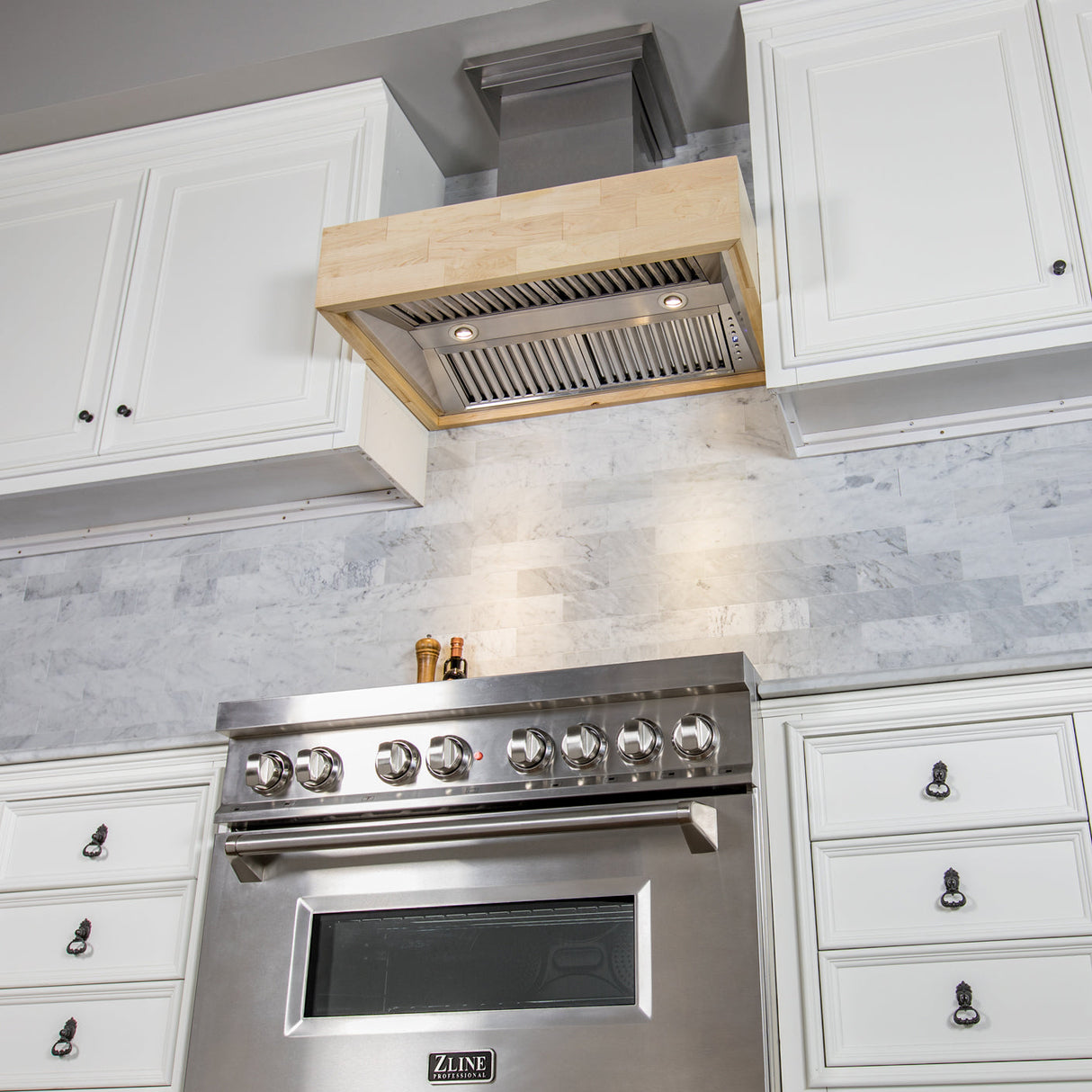 ZLINE 36 in. Remote Blower Designer Series Wooden Wall Mount Range Hood in Butcher Block (681M-RD-36)