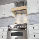 ZLINE 36 in. Remote Blower Designer Series Wooden Wall Mount Range Hood in Butcher Block (681M-RD-36)