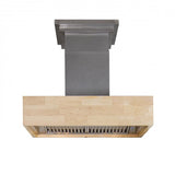 ZLINE 42 in. Remote Blower Designer Series Wooden Island Mount Range Hood in Butcher Block (681iM-RD-42)