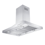 36 in. Ducted Island Mount Range Hood with Dual Remote Blower in Stainless Steel (GL2i-RD-36)