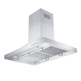 42 in. Ducted Island Mount Range Hood with Single Remote Blower in Stainless Steel (GL2i-RS-42-400)